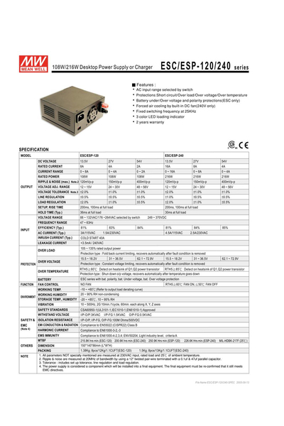 Mean Well ESP-240-54 240W Desktop Tip Güç Kaynağı - Thumbnail