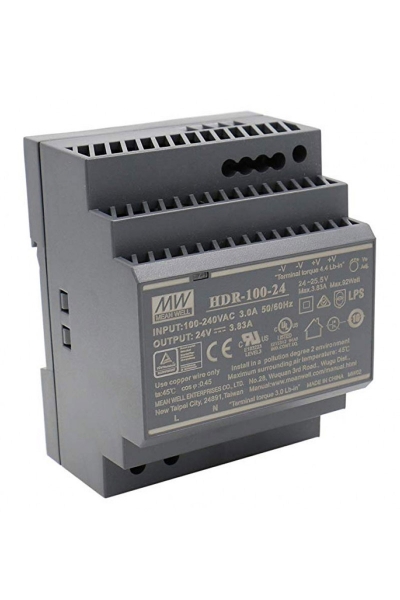 Mean Well HDR-100-24 93W 24V 3.83A Ray Montaj Mean Well HDR-100-24 93W 24V 3.83A Ray Montaj