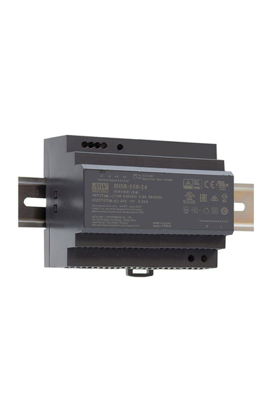 Mean Well HDR-150-24 150W 24VDC 6.25A 85-264VAC Ray Montajlı Power Supply