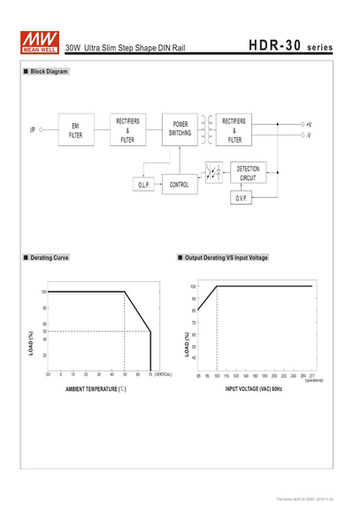 Mean Well HDR-30-12 24W Yeni Seri Ray Montaj - Thumbnail