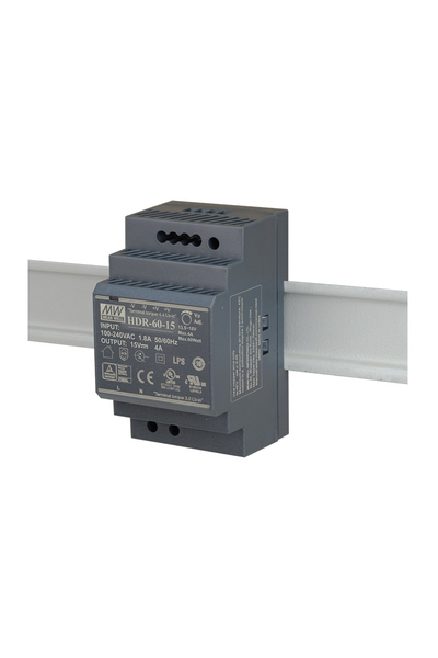 Mean Well HDR-60-1560W 15VDC 4A 85-264VAC Ray Montajlı Power Supply - Thumbnail