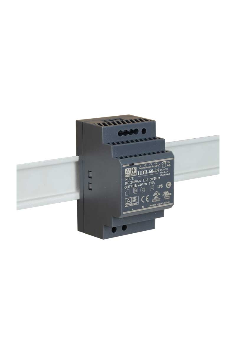 En Ucuz Mean Well HDR-60-24 60W 24V 2.5A Ray Montaj | elektromarketim.com
