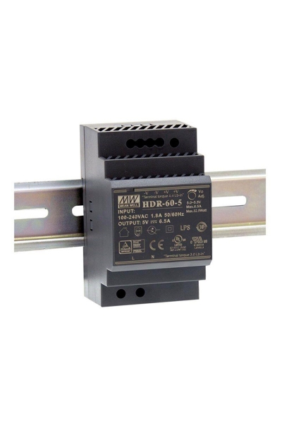 Mean Well - Mean Well HDR-60-5 33W Yeni Seri Ray Montaj