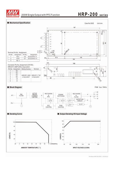 Mean Well HRP-200-24 200W AC-DC Tek Çıkışlı Power Supply - Thumbnail