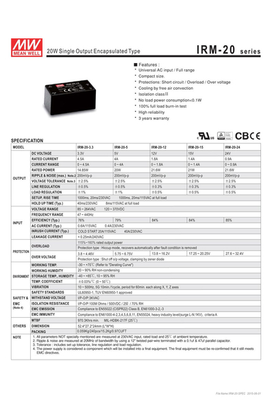 Mean Well IRM-20-24 21W 24V 0.9A Ac-Dc Power Modül - Thumbnail