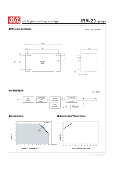 Mean Well IRM-20-24 21W 24V 0.9A Ac-Dc Power Modül - Thumbnail