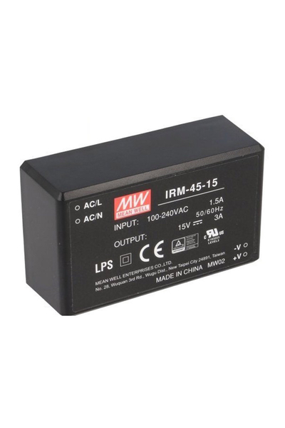 Mean Well IRM-45-15 45W 15VDC 3A 85-264VAC Tek Çıkışlı Kapsüllü Power Supply