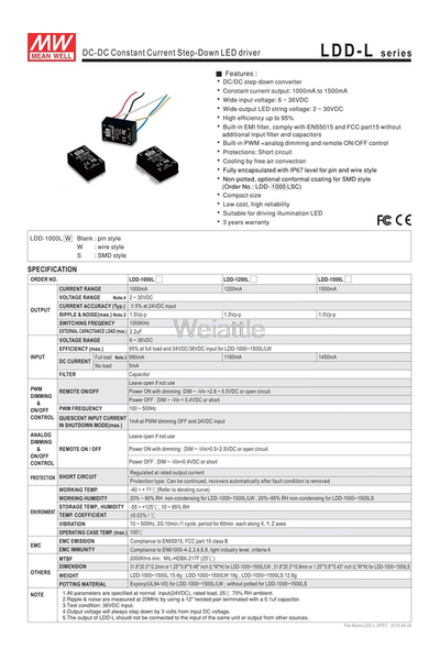 Mean Well LDD-1000L 24W Sabit Akım LED Sürücü - Thumbnail