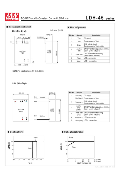 Mean Well LDH-45B-1050W 45W Sabit Akım LED Sürücü - Thumbnail