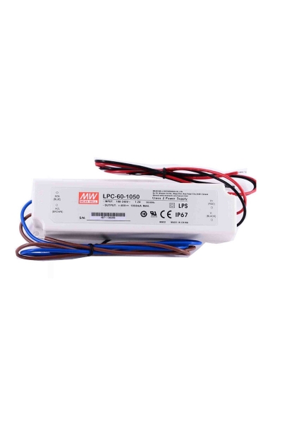 Mean Well - Mean Well LPC-60-1050 50W 9-48Vdc 1.05A Led Sürücü