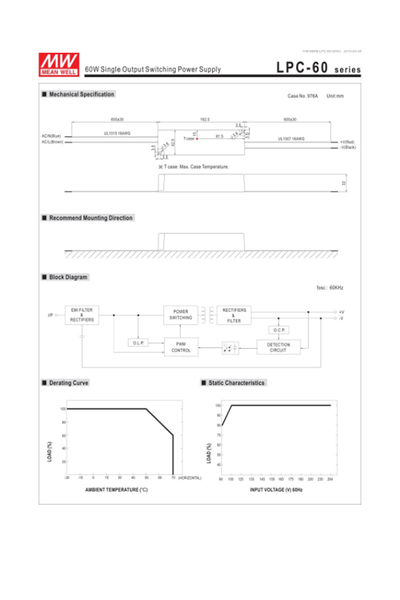 Mean Well LPC-60-1050 50W 9-48Vdc 1.05A Led Sürücü - Thumbnail