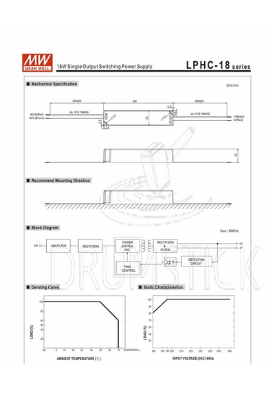 Mean Well LPHC-18-350 6-48VDC Ekonomik Led Sürücü - Thumbnail