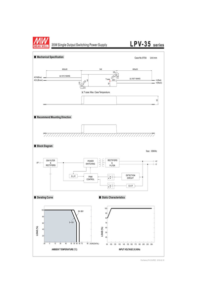 Mean Well LPV-35-24 36W 24V 1.5A Ekonomik Led Sürücü - Thumbnail