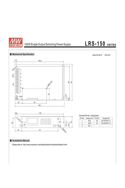 Mean Well LRS-150-12 102W 12V 12.5A Ekonomik Led Sürücü - Thumbnail