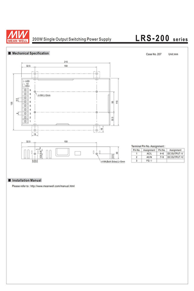 Mean Well LRS-200-24KO 200W Anahtarlama Power Supply - Thumbnail