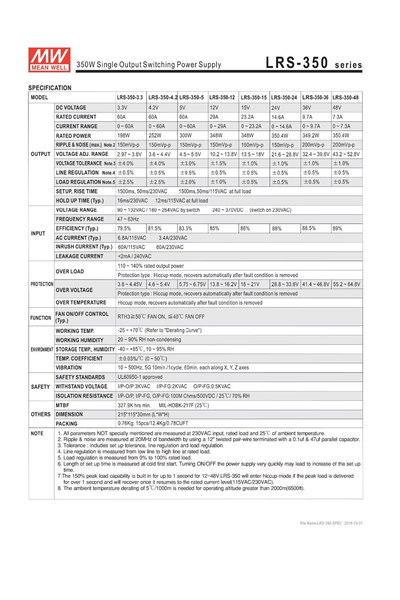 Mean Well LRS-350-36KO 350W Anahtarlama Power Supply - Thumbnail