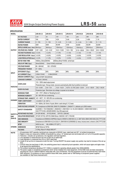 Mean Well LRS-50-12 50W 12V 4.2A Ekonomik Led Sürücü - Thumbnail