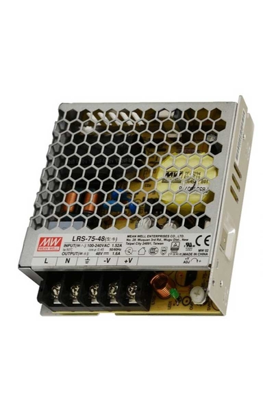 Mean Well LRS-75-48 77W 48VDC 1.6A Kutulu Ekonomik Slim Tek Çıkışlı Kapalı Kasa Power Supply - Thumbnail