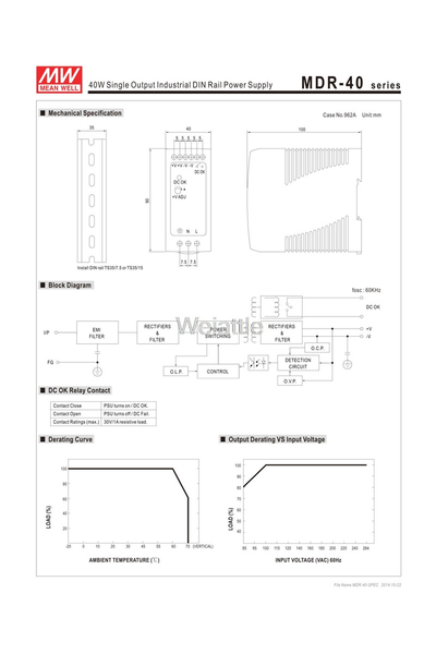 Mean Well MDR-40-24 40W 24V 1.7A Ray Montaj Led Sürücü - Thumbnail