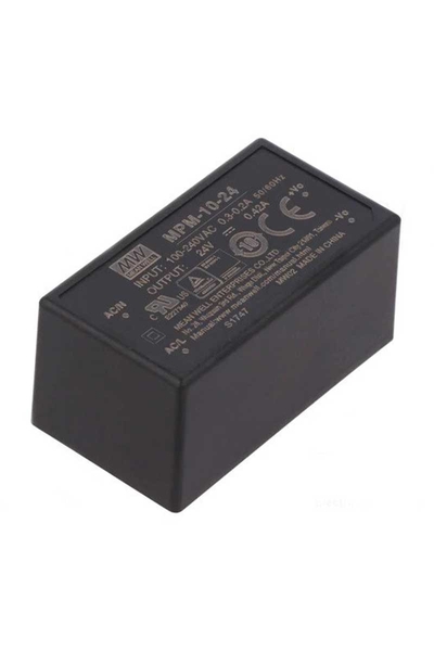 Mean Well MPM-10-24 10W 24VDC 0.42A 80-264VAC Tek Çıkışlı Tıbbı Kapsüllü Power Supply