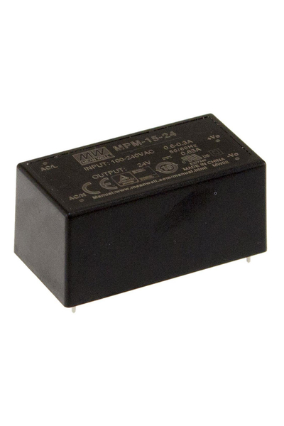 Mean Well MPM-15-24 24V DC 0.63A AC-DC Tek Çıkışlı Medikal Kapsüllü Güç Kaynağı