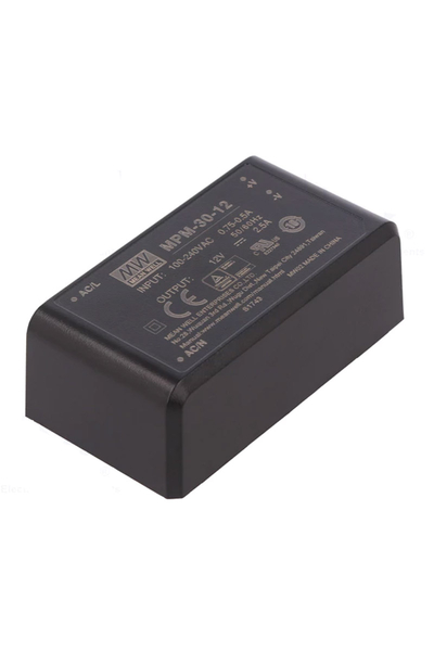 Mean Well MPM-30-12 12V DC 2.5A AC-DC Tek Çıkışlı Medikal Kapsüllü Güç Kaynağı