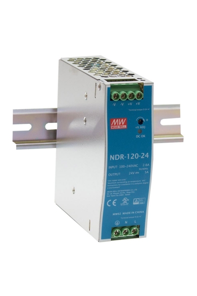Mean Well NDR-120-24 120W Tek Çıkışlı Endüstriyel DIN Ray Power Supply