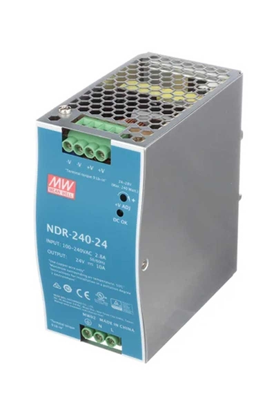 Mean Well - Mean Well NDR-240-24 240W 24V 10A Ray Montaj Led Sürücü Mean Well NDR-240-24 240W 24V 10A Ray Montaj Led Sürücü - Thumbnail