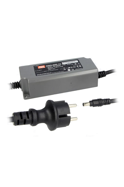 Mean Well OWA-60E-12 12V DC 5.0A Moisture-Proof AC-DC PFCli Tek Çıkışlı Şarj Adaptörü