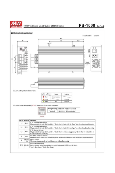 Mean Well PB-1000-24 1000W Tek Çıkışlı Akıllı Akü Şarj Cihazı - Thumbnail