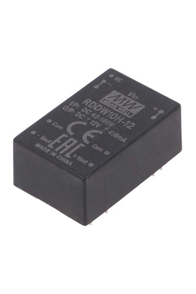 Mean Well RDDW10H-12 10W 43-160VDC +-12VDC 416mA DIP Tek Çıkışlı Rail Montaj Dönüştürücü