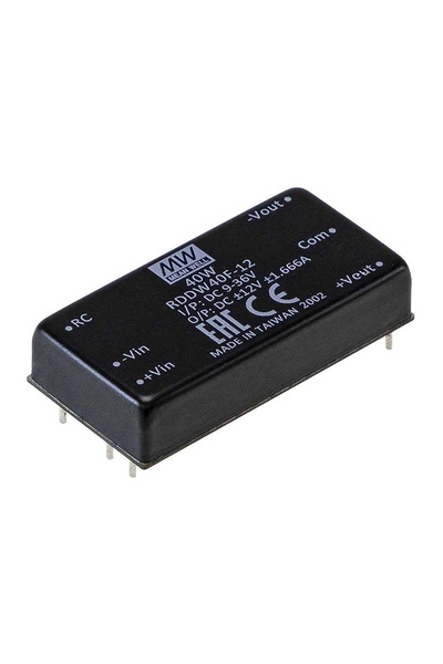 Mean Well RDDW40F-12 40W 9-36VDC +-12VDC 1.666A DIP Çift Çıkışlı Rail Montaj Dönüştürücü