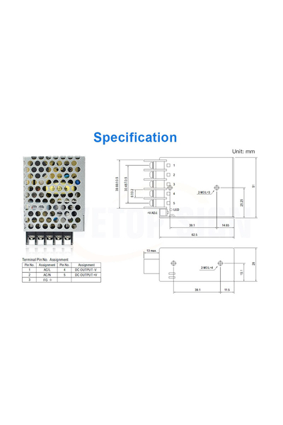 Mean Well - Mean Well RS-15-5 15W 5V 0-3A Led Sürücü Mean Well RS-15-5 15W 5V 0-3A Led Sürücü - Thumbnail