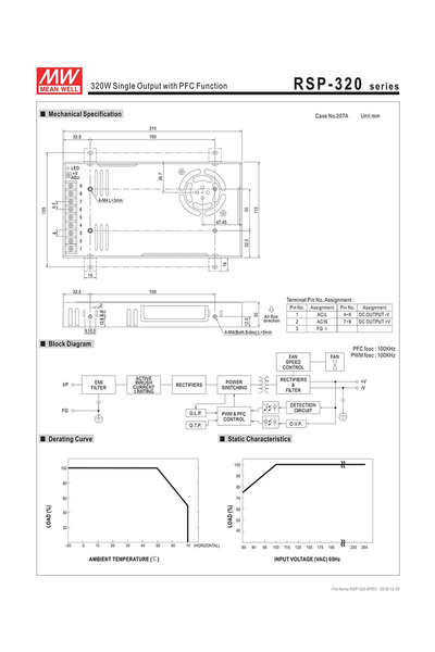 Mean Well RSP-320-24 320W 24V 13A Led Sürücü - Thumbnail