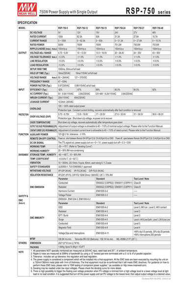 Mean Well RSP-750-24 750W 24V 31.3A Led Sürücü - Thumbnail