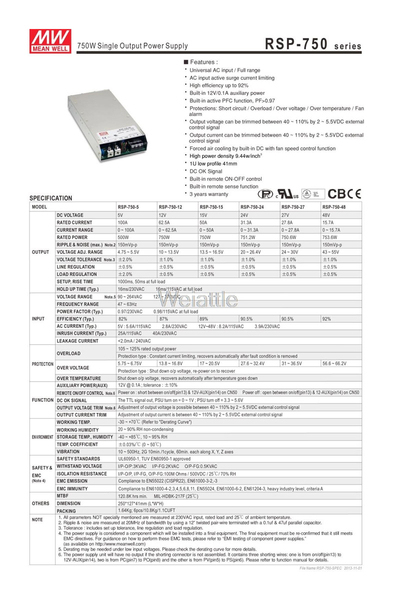 Mean Well RSP-750-27 750W 27V 27,8A Led Sürücü - Thumbnail