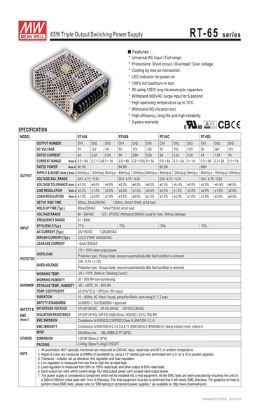 Mean Well RT-65B 65W -12/5/12V 0.5-2.8-5ALed Sürücü - Thumbnail