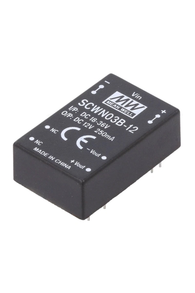 Mean Well SCWN03B-12 3W 18-36VDC 12VDC 250mA DIP Regüleli Tek Çıkışlı İzole Dönüştürücü