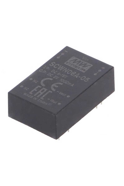 Mean Well SCWN06A-05 6W 9-18VDC 5VDC 1000mA DIP Regüleli Tek Çıkışlı İzole Dönüştürücü
