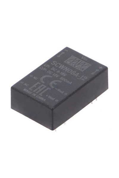 Mean Well SCWN06A-12 6W 9-18VDC 12VDC 500mA DIP Regüleli Tek Çıkışlı İzole Dönüştürücü