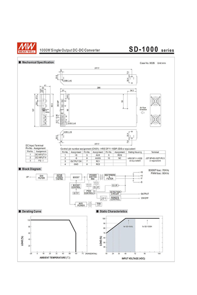 Mean Well SD-1000L-12 1000W 12V 0-60A DC-DC Dönüştürücü - Thumbnail