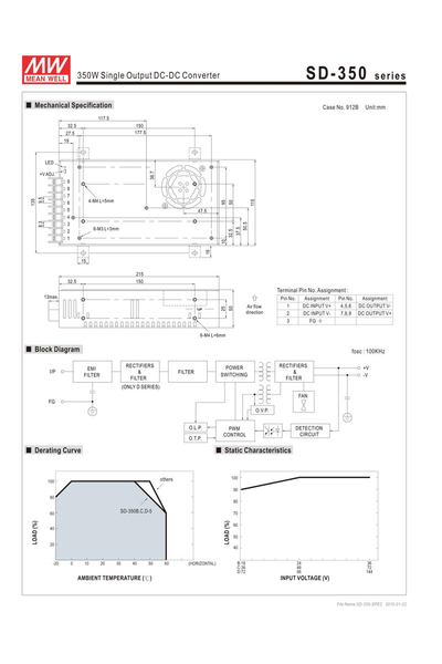 Mean Well SD-350D-48 48V 350W 7.3A DC-DC Dönüştürücü - Thumbnail