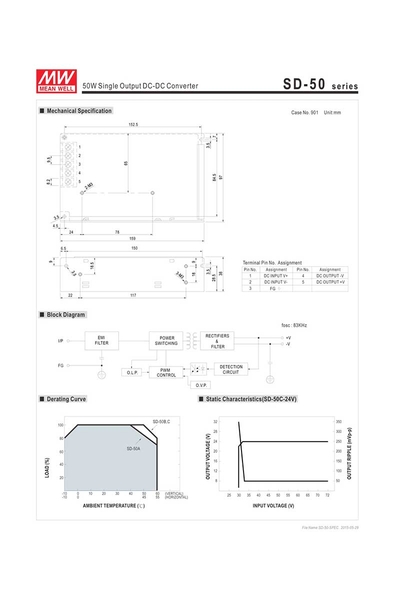 Mean Well SD-50A-12 12V 50W 4.2A DC-DC Dönüştürücü - Thumbnail
