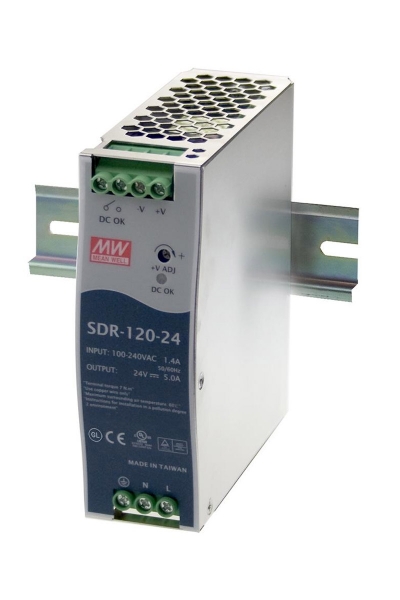Mean Well SDR-120-24 120W 24V 5A Ray Montaj Mean Well SDR-120-24 120W 24V 5A Ray Montaj