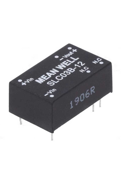 Mean Well SLC03B-12 3W 18-39VDC 12VDC 250mA DIP Regüleli Tek Çıkışlı İzole Dönüştürücü