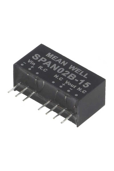 Mean Well SPAN02B-15 2W 18-36VDC 15VDC 134mA Regüleli Tek Çıkışlı İzole Dönüştürücü