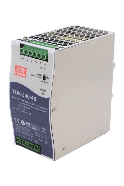 Mean Well TDR-240-48 240W 48VDC 5A 3 Faz Trifaze Slim Ray Montajlı Power Supply - Thumbnail