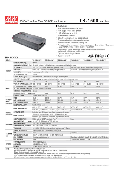 Mean Well TS-1500-224B 1500W Güç İnvertörleri - Thumbnail