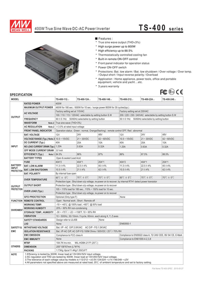 Mean Well TS-400-248B 400W Güç İnvertörleri - Thumbnail