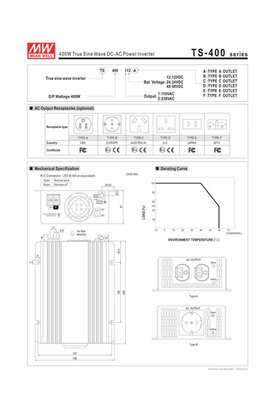 Mean Well TS-400-248B 400W Güç İnvertörleri - Thumbnail